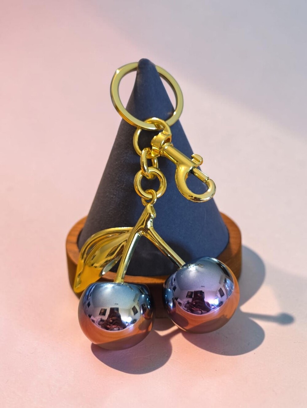 Sassified Boutique Nwt Gold Cherry Keychain with Iridescent Charms